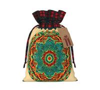 Mandala Printed Reusable Gift Bags - Christmas Drawstring Pouches for Xmas, Birthday, Wedding, Holidays