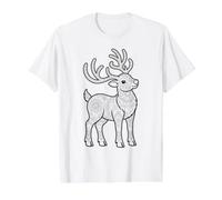 Mandala Reindeer Christmas for self Coloring Value Graphic T-Shirt, Men, White, S