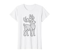 Mandala Reindeer Christmas for self Coloring Value Graphic T-Shirt, Women, White, L