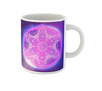 Mandala Round Pattern Sacred Geometry Metatron Cube Powerful Symbol Coffee Mug Unique Tea Cup Ceramic Drinking Cup Novelty Gift for Anniversary Celebration Office Christmas 330Ml