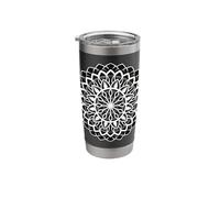 Mandala Sacred Geometry Circular Geometric Tattoo Blackwork Stainless Steel Insulated Tumbler