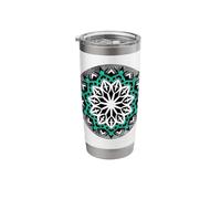 Mandala Sacred Geometry Circular Teal Dotwork Geometric Stainless Steel Insulated Tumbler