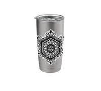 Mandala Sacred Geometry Hexagon Geometric Blackwork Stainless Steel Insulated Tumbler