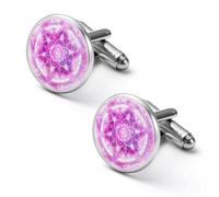 Mandala Sacred Metatron Cub Shirt Cufflinks Round Cuff Links for Business Wedding Party Father's Day Gift 1.7cm