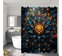 Mandala Shower Curtain, Weighted Shower Curtain for Bathroom, Waterproof | Quick-Drying | Washable Bathroom Curtains with 12 Pcs Hooks, Flower Extra Long Curtains, 180 x 240 cm (71 x 95 inch) P-6548