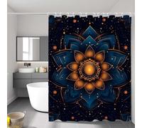 Mandala Shower Curtain, Weighted Shower Curtain for Bathroom, Waterproof | Quick-Drying | Washable Bathroom Curtains with 12 Hooks, Plant Fabric Extra Long Curtains, 90 x 180 cm (36 x 71 inch) P-6952