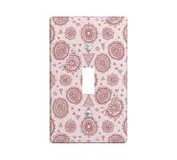 Mandala Single Light Switch Cover Plate, Bohemian Artistic Floral Geometric Spring Rose Plastic Standard Size Toggle Light Switch Cover for New Apartment Home Bedroom Office Decor (Single)
