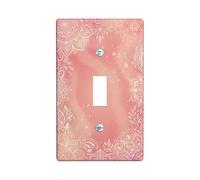 Mandala Single Light Switch Cover Plate, Bohemian Artistic Floral Swirls Spring Peach Plastic Standard Size Toggle Light Switch Cover for Bedroom Bathroom Kitchen Entrance Decor (Single)