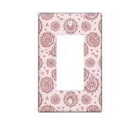 Mandala Single Rocker Light Switch Cover, Bohemian Artistic Floral Geometric Spring Rose Plastic Standard Size Accents Wall Switch Plates for Bedroom Bathroom Kitchen Entrance Decor