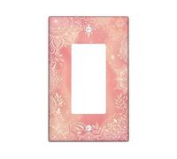 Mandala Single Rocker Light Switch Cover, Bohemian Artistic Floral Swirls Spring Peach Plastic Standard Size Accents Wall Switch Plates for Home Living Room Bedroom Bathroom Decor