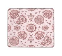 Mandala Small Mouse Pad, Bohemian Artistic Triangle Star None Peach Square Rubber Washable Stitched Edge Cloth Mousepad Idea for Home Office Desk Laptop Gamers Gift Square 8x10 Inch