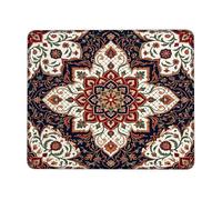Mandala Small Mouse Pad, Vintage Elegant Floral Ornate None Navy Square Rubber Non Slip Stitched Edge Cloth Mousepad Desk Accessories for Gaming Computer Laptop Square 8x10 Inch