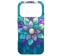 Mandala Stained Art Effect Stain Art Floral Teal Purple Case for iPhone 17 Pro