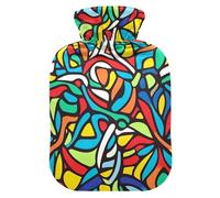 Mandala Stained Glass Colorful hot Water Bottle with Soft Cover, 2L Water Bags for Hot and Cold Therapies