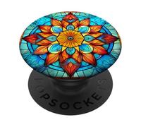 Mandala Stained Glass Design 025 PopSockets Adhesive PopGrip