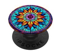 Mandala Stained Glass Design 041 PopSockets Adhesive PopGrip