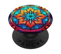 Mandala Stained Glass Design 044 PopSockets Adhesive PopGrip