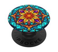 Mandala Stained Glass Design 052 PopSockets Adhesive PopGrip