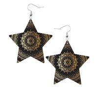 Mandala Star Shape Earrings, Modern Dangle Earrings, Women's Statement Jewelry for Office Daily