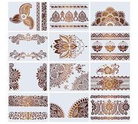 Mandala Stencil for Crafts Reusable Flower Border Stencils 12 Pcs Floral Edge Stencils Mandala Templates Stencils for Furniture Painting on Wall Tile Wood Window Home Decoration