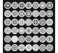 Mandala Stencils, 42 Pack Circular Mandala Pattern Hollow Templates, Craft Stencils Reusable Templates for DIY Rock Art Projects and Furniture Decoration, 3.9 x 3.9 in