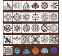 Mandala Stencils for Diwali 25 PCS, 15CM x 15CM Rangoli Stencils for Crafts Reusable Stenci ls for Painting for Art and Stone Rock Home Painting Airbrush Furniture Floor Tiles Walls