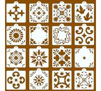 Mandala Stencils, Pack of 16 Flower Painting Stencils, Reusable Pattern Stencils with O-Ring Hooks, Wall Stencil, Tile Stencil for Scrapbooking, Wall, DIY Furniture Floor Decor