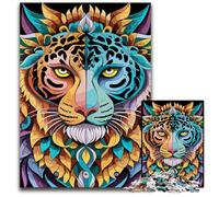 Mandala Style Lion KingJigsaw Puzzles 1000 Pieces for Adults Wooden Jigsaw Puzzles for Adults Challenging Brain Teaser for Teenagers Family Game Night Fun 1000 PCS(75x50cm)