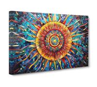 Mandala Sunset Orphism Canvas Print | Gallery Wrapped 30mm Frame Wall Art | 30x20 inches | Ready to Hang | Modern Landscape Picture | Living Room Bedroom Lounge Office
