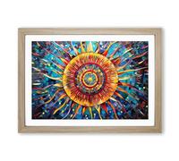 Mandala Sunset Orphism Framed Print | A2 Oak Framed Wall Art | Ready to Hang | Modern Landscape Picture | Living Room Bedroom Lounge Office