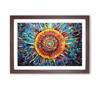 Mandala Sunset Orphism Framed Print | A2 Walnut Framed Wall Art | Ready to Hang | Modern Landscape Picture | Living Room Bedroom Lounge Office