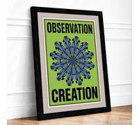 Mandala Symmetry Geometric Framed Wall Art Print A4 Black