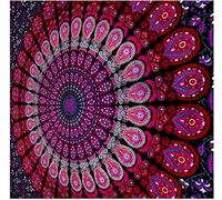 Mandala Tapestry Bohemian Wall Hanging, Psychedelic Wall Art, Dorm Décor Beach Throw, Indian Wall Tapestries Art (Lavender Peacock Queen)