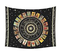 Mandala Tarot Card Tapestry Wheel Of The Zodiac Astrology Chart & The Major Arcana Tarot Sun And Moon Wall Hanging Home Decor Home decoration bedroom living room wall hanging