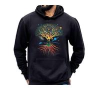 Mandala Tree of Life Hoodie - Black - L - Meditation Mystical Printed Hoodies - Psychedelic Cosmic Hooded Jumper - Meaning of Life Buddhist Symbol Classic Hoodies - Meaningful Spiritual Gifts