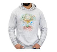 Mandala Tree of Life Hoodie - Grey - M - Meditation Mystical Printed Hoodies - Psychedelic Cosmic Hooded Jumper - Meaning of Life Buddhist Symbol Classic Hoodies - Meaningful Spiritual Gifts