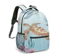 Mandala Turtle Starry Sky Backpack 16 Inch Rainbow Gradient Galaxy Dreamscape 360 Print Aesthetic Fantasy Celestial Rucksack (04)