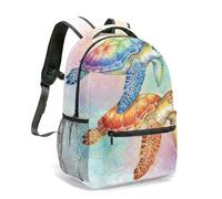 Mandala Turtle Starry Sky Backpack 16 Inch Rainbow Gradient Galaxy Dreamscape 360 Print Aesthetic Fantasy Celestial Rucksack (07)