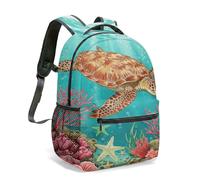 Mandala Turtle Starry Sky Backpack 16 Inch Rainbow Gradient Galaxy Dreamscape 360 Print Aesthetic Fantasy Celestial Rucksack (09)