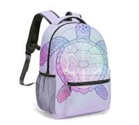 Mandala Turtle Starry Sky Backpack 16 Inch Rainbow Gradient Galaxy Dreamscape 360 Print Aesthetic Fantasy Celestial Rucksack (01)
