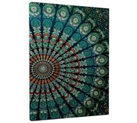 Mandala Wall Art, Teal Copper Ornate Design Print, Autumn Aesthetic Decor For Living Room, Bedroom, Office, Wrapped Canvas 12x16 Inch