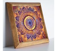 Mandala Wall Art - Wooden Framed Wall Art - Natural Stone Wall Art - Aesthetic Decorative Wall Hanging Art Perfect for Gift Purpose on Weddings, Birthdays and Special Occasions - Square 25x25 cm
