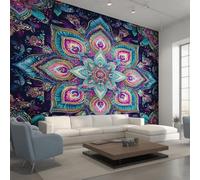 Mandala Wallpaper Purple, Bohemian Flower Wall Paper for Bedrooms, Home Decor Photo Wallpaper for Living Room 150x105 Non-Woven Wall Mural W&53