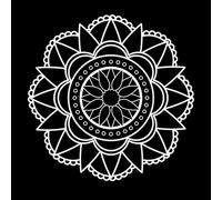 Mandala with Flower Shaped Design Lettering Stickers 54.6x54.6cm Do not Damage The Wall Surface White