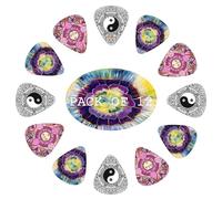 Mandala Yin Yang Guitar Picks Bass Picks for Acoustic Electric Guitar Ukulele Thin Medium Heavy 12 Pack Multi-color with Case