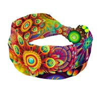 Mandalas Floral Women’s Headbands, Elastic Wide Turban Headband, Soft Head Bands, Non Slip Hairband for Yoga Workout Sport Running