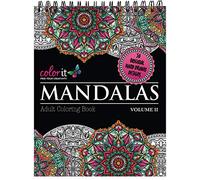 Mandalas II Adult Coloring Book - Features 50 Original Hand Drawn Designs Printed on Artist Quality Paper with Hardback Covers, Top Spiral Binding, Perforated Pages, and Bonus Blotter by ColorIt
