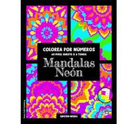Mandalas Neón Colorea por Números, 60 Pixel Quests × 6 Tonos (Edición Negra): Libro de colorear Pixel Art psicodélico para adultos: Mandalas con 6 ... la atención plena y relajarse #duduquests