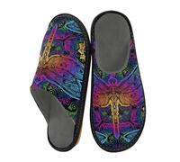 Mandalas Paisley Dragonfly Slippers for Men Women, Animal Indian Womens House Slippers Indoor Slipper Socks House Shoes Bedroom Travel Shoe Use