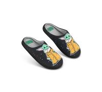 Disney Men's Slippers - Baby Yoda Indoor House Shoes Size 6-12 Non Slip Sole - Gifts for Him (Black Baby Yoda, 8 UK)